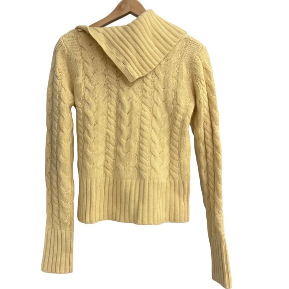 Banana Republic Women Cable Knit Shawl Collar Sweater Size M Butter Yellow Cozy - Picture 3 of 12